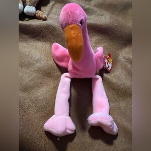 Ty Beanie Baby Plush Pinkie the Flamingo Fur Vintage Toys
